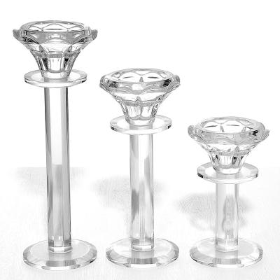 China Europe high quality classic crystal table decorative transparent flat glass candle holder for sale