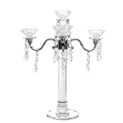 China Support Crystal Home Decoration Europe Low Price Candelabra Candle Holder Crystal Clear for sale