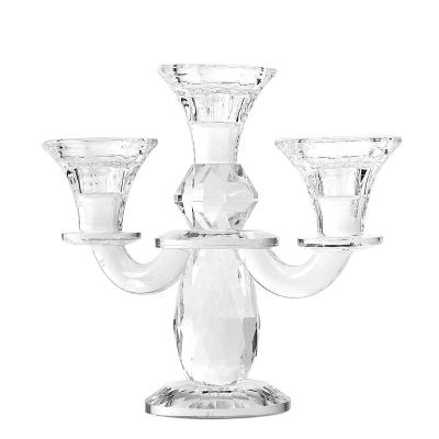 China Hot Selling Transparent Home Decoration Crystal Candelabra Crystal Stand Candles From Europe Amazon for sale