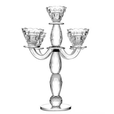 China Europe High Quality Elegant Crystal Candle Holder Wedding Decoration Long Stemmed Crystal Candle Holder for sale