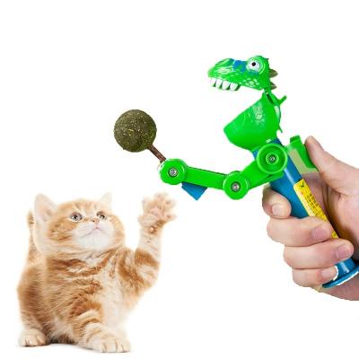 China Stocked Fool's Day Weird Interactive Cat Toys For Indoor Outdoor Cats Pet Plastic Funny Toy With Catnip Green Robot Trick Game Toys for sale