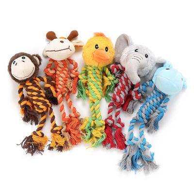 China Sustainable Cotton Rope Molar Bite Resistant Dog Toy Plush Interactive Pet Toy for sale