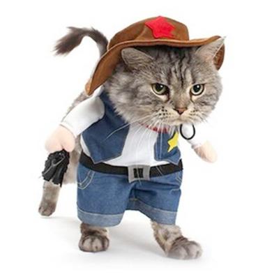 China Stocked Cat Shirts Halloween Costume Overalls Puppy Costume Cowboy Jeans Gomaomi Dog Hoodie Clothes Funny Coat for sale