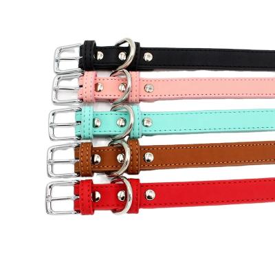 China Durable Luxury PU Leather Pet Collar Custom Colors Waterproof Classic Vegan Soft Padded Genuine Leather Dog Collar for sale