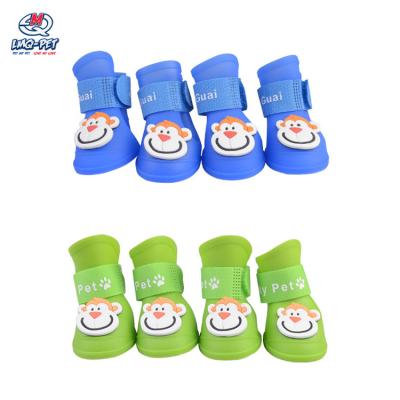 China Stocked Silicone Soft Non-slip Waterproof Dog Puppy Rain Boots Dog Rain Shoes Wellingtons For Dogs Waterproof for sale