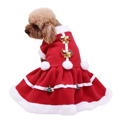 China Viable Dress Puppy Costume Girls Dog Christmas Fleece Skirt Clothes Red Dog Skirt Costume Autumn Winter Warm Clothes Pet Hot for sale