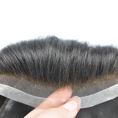 China Poly Silicone 100% Thin Skin Hair With Lace Frontal Hairpiece Nature Looking Hairline Indian Remy Human Hair Bio Base For Men for sale