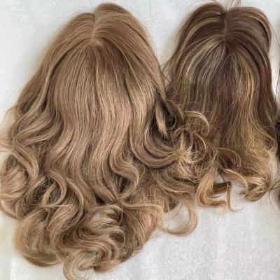 China Hot Sale Indian Hair Toupee Real Hair Double Draw Mono With PU Round Toppers For Women for sale