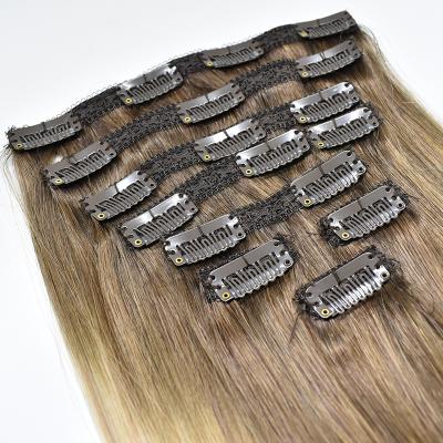 China Straight Clip In Gray Color Human Hair Lace Clip In Hair Extensions Gray Silver Double Weft 7pcs 100G for sale