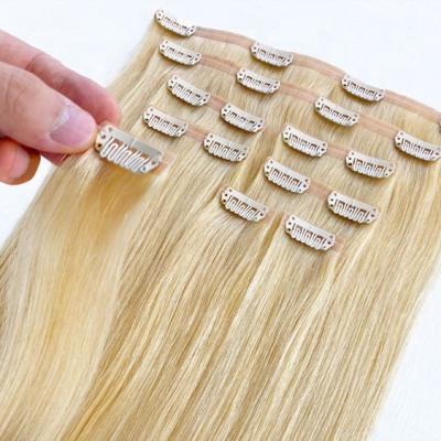 China Silky Straight Wave Fast Shipping Wholesale Good Quality Natural Straight Weft PU Seamless Clip In Hair Extensions for sale