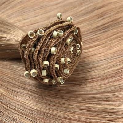 China 100% Brazilian Virgin Human Hair Natural Black Color 100% Remy Human Hair Weft Extension Full Thick 100% Human Hair With Beads, Beaded Weft Is Lined With Microbeads for sale