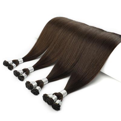 China Silky Straight Wave Private Label Remy Hand Tied Weft Hair Extension, Double Rooted Hand Tied Tied Wefts, Invisible Russian Hair Hand-tied Wefts for sale