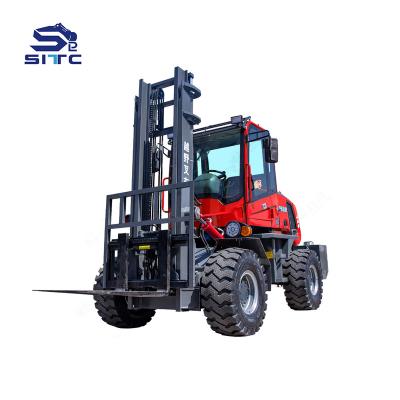 China Chinese 4WD Factory All Terrain 4ton 5ton Off Road Articulated Forklift 3 Ton Mini Rough Terrain Forklift for sale