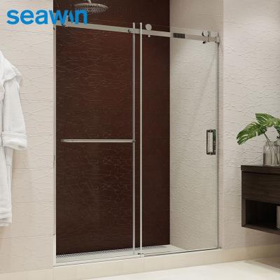 China Seawin Economic Model Frameless Tempered Glass Door Single Operation Sliding Shower Door for sale