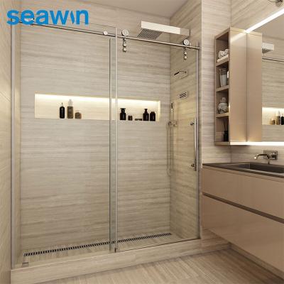 China Quiet Operation Seawin Item Tempered Glass Door Hot Selling Single Sliding Shower Door With Frameless for sale