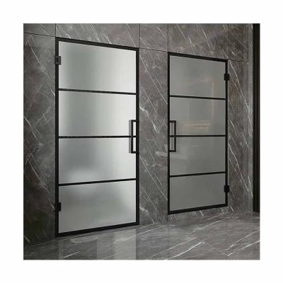 China Seawin Operation Prefab Bathroom Quiet Opening Hinge Black Frame Tempered Frosted Glass Shower Door for sale