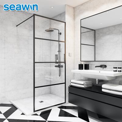 China Quiet Operation Seawin Hotel Brushed Safety Glass 8Mm Tempered Stainless Cupboard Shower Doors for sale