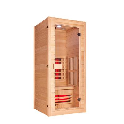 China Computer Control Panel One Person Red Light Steam Cabin Home Indoor Infar Wooden Dry Room for sale