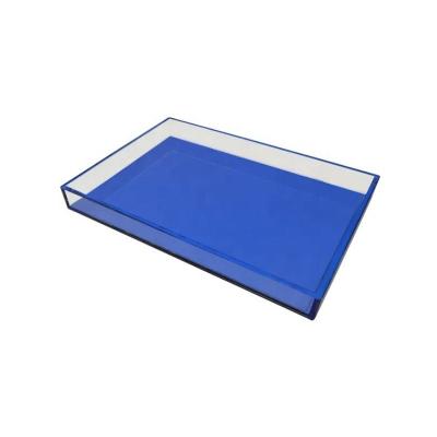 China Fashionable popular exquisite custom rectangular clear acrylic round lucite serving bowl tray with paper insert for supermarket for sale