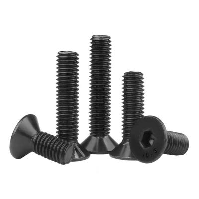 China Flat Pan Hexagon Cup Screws Black Metric Hexagon Socket Flat Head Screws Countersunk Head Socket Head Cap Screws for sale