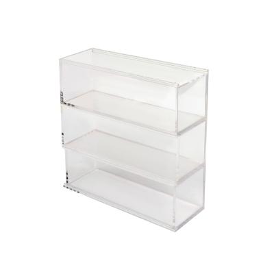 China Eco - Friendly Factory Custom 3 Tier Three Layer Counter Acrylic Display Stand Cabinet For Water Bottle And Snacks for sale