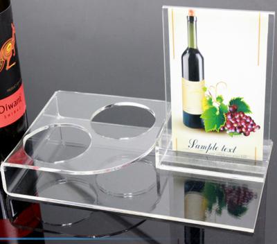 China Eco-friendly Wholesale Desktop Table Acrylic Menu Holder Showing Card Display Sign Holder With Wine Holder for sale