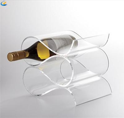 China Wholesale Eco-Friendly Design Creative Countertop 3 Wine Bottle Display Stand Holder Tabletop Acrylic Rack for sale