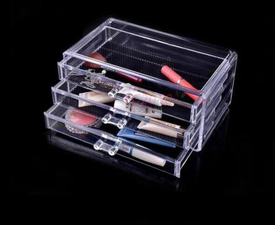 China Factory 3 Drawers Eco-friendly Clear Acrylic Acrylic Storage Box Makeup Organizer For Cosmetics for sale