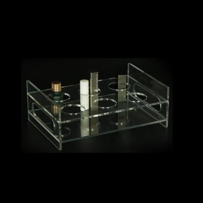 China Eco-friendly Custom Cosmetic Round Hole Display Storage Makeup Store Lipstick Display Rack Clear Acrylic Rack for sale