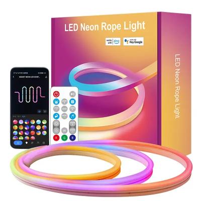 China APP Control 24V Wifi APP Control 24V Wifi Silicone IP67 Smart 10m Music LED Strip Remote Control Flexible Waterproof Soft Rope Neon Lights for sale