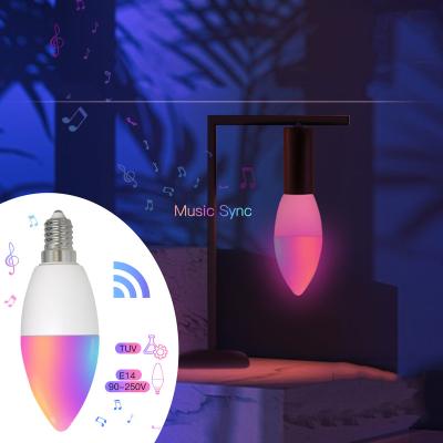 China Residential Romantic Romantic Candle Bulb E14 Home Bulb WIFI LED Candle Light Atmosphere RGB Control Moving Lights for sale