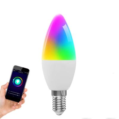 China CW Residential Smart Adjustable Candle Light Bulbs LED Colorful Smart Bulb 5W RGB WW Bulb for sale