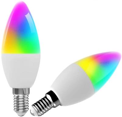 China Residential Smart Led Wifi Bulb 5W 450lm Color Changing Remote RGB LED Light Bulb E12 E14 APP Compatible Smart Bulb for sale