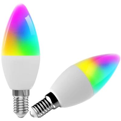 China Residential RGB Dimming Color Changing Light Bulb E12 E14 5W LED Smart Blue Tooth Wifi Light Bulb For Smart Life App Alexa for sale