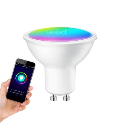 China Residential Smart LED Light Bulb Voice Control Dimmable RGBW 450lm 5W LED Light Bulb WIFI Spot Light GU10 Bulb for sale