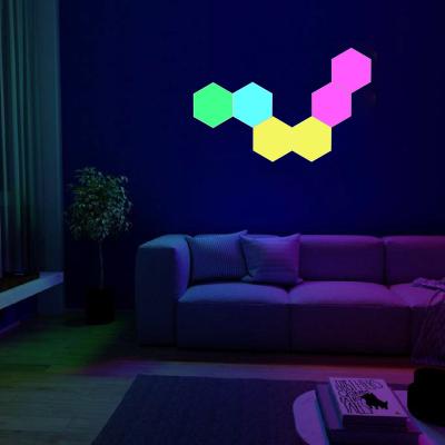 China 13 Solid Colors Dynamic Hexagon +3 Mode Settings Lights Infrared Remote Control Led Panel Wall Decor Light Touch Control Panels For Game Room Bedroom for sale