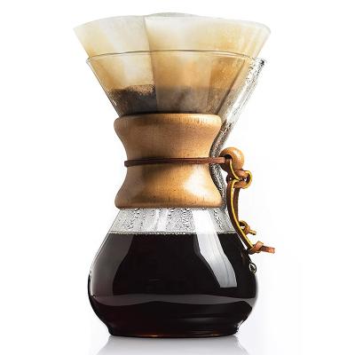 China V60 Coffee Maker Durable High Temperature Resistant Glass Drip Coffee Pot With Stainless Steel Filter for sale