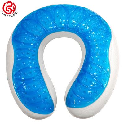 China Travel Cooling Memory Foam Cool Neck Rest Support Pillow For Airplane Car Home Office Travel Gel Cushion for sale