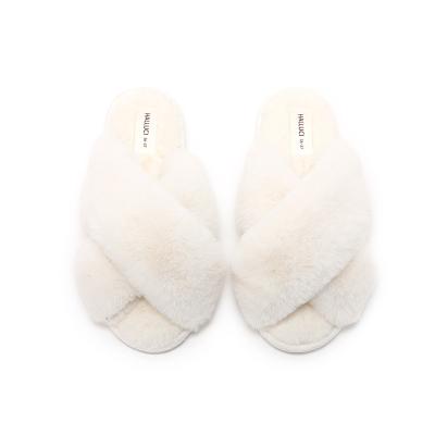 China Fashion Trend Factory Direct Sales Fashion Indoor Plush Soft Faux Fur Slippers For Women for sale