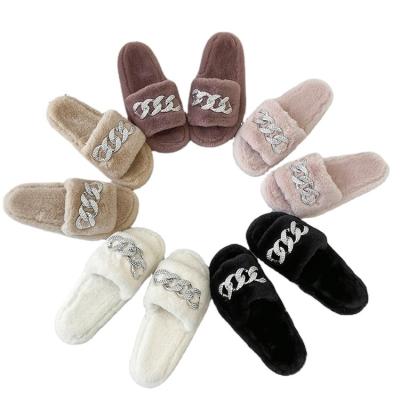 China High Quality Faux Stone Shoes Women Indoor Ladies Slippers Round And Flat Sandal Faux Fur Sandals for sale