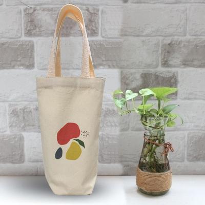 China Eco-friendly Promotional High Quality Custom Reusable Logo Bottle Cotton Canvas Wine Packaging Bag for sale