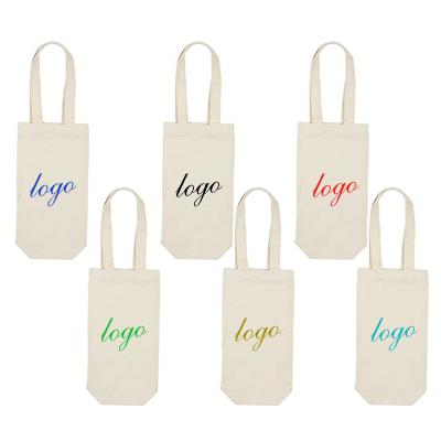 China Wholesale Eco-Friendly Cotton Tote Pouches Cotton Canvas Wine Bag Wine Bottle Handle Bags for sale