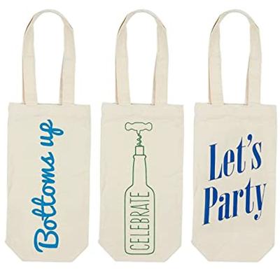 China Eco-friendly Wholesale Custom Logo Hotsale Canvas Bottle Wine Tote White Cotton Canvas Wine Bag for sale