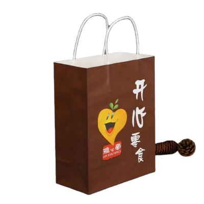 China Custom Paper Bag Recyclable Cheap Custom Craft Paper Logo Design Cmyk Printing White With Twisted Handle for sale