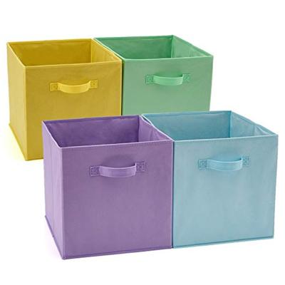 China Viable High Quality Collapsible Multiple Colors Bins Storage Cube Foldable Nonwoven Storage Box for sale