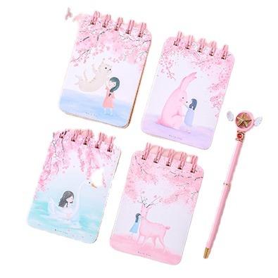 China Mini Notebook Loose Leaf Coil Student Notebook 4 Sets Small Portable Flip Notebook for sale