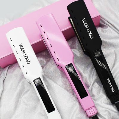 China Outdoor Professional Custom Flat Iron Hair Straightener With Private Label Titanium Ceramic Wholesale Custom Box Flat Irons for sale