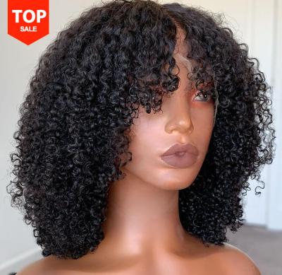 China Other Hd Mongolian Peruvian Curly Curly Lace Frontal Wig With Bang Hair Short Curly Wigs For Black Women Kinky Curly Short for sale