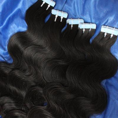 China Silky Straight Wave Tape In Extensions 100% Natural Virgin Hair Hair Color Tape In Curly Hair Extensions Customized for sale