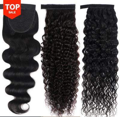 China 100g Ponytail Hair Extension Full Wig Brazilian Curly Straight Hair Clip In Ponytail Curly Unprocessed Natural Curly Ponytail Hair Clip for sale